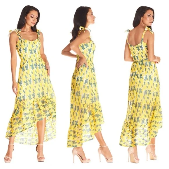 dress the population wren dress Dress the population wren floral embroidered flounce high low hem Midi dress